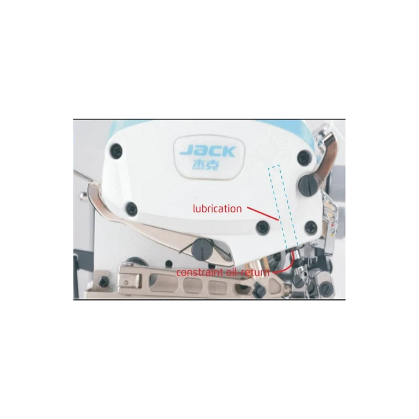 Jack E4S-4 direct drive overlock sewing machine (light and heavy adjustable) - White - Close view