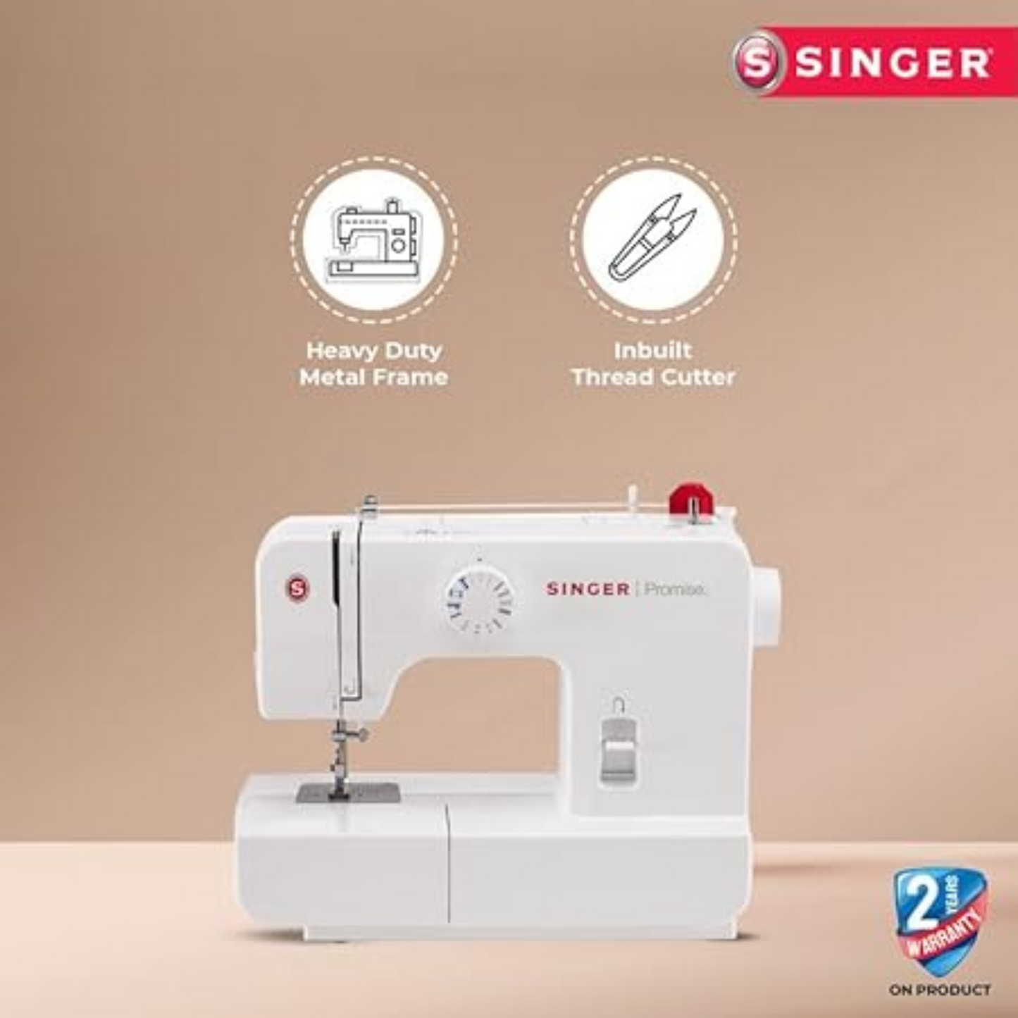 Singer promise 1408 automatic zig-zag electric metal frame - Sewing machine - White - Front view