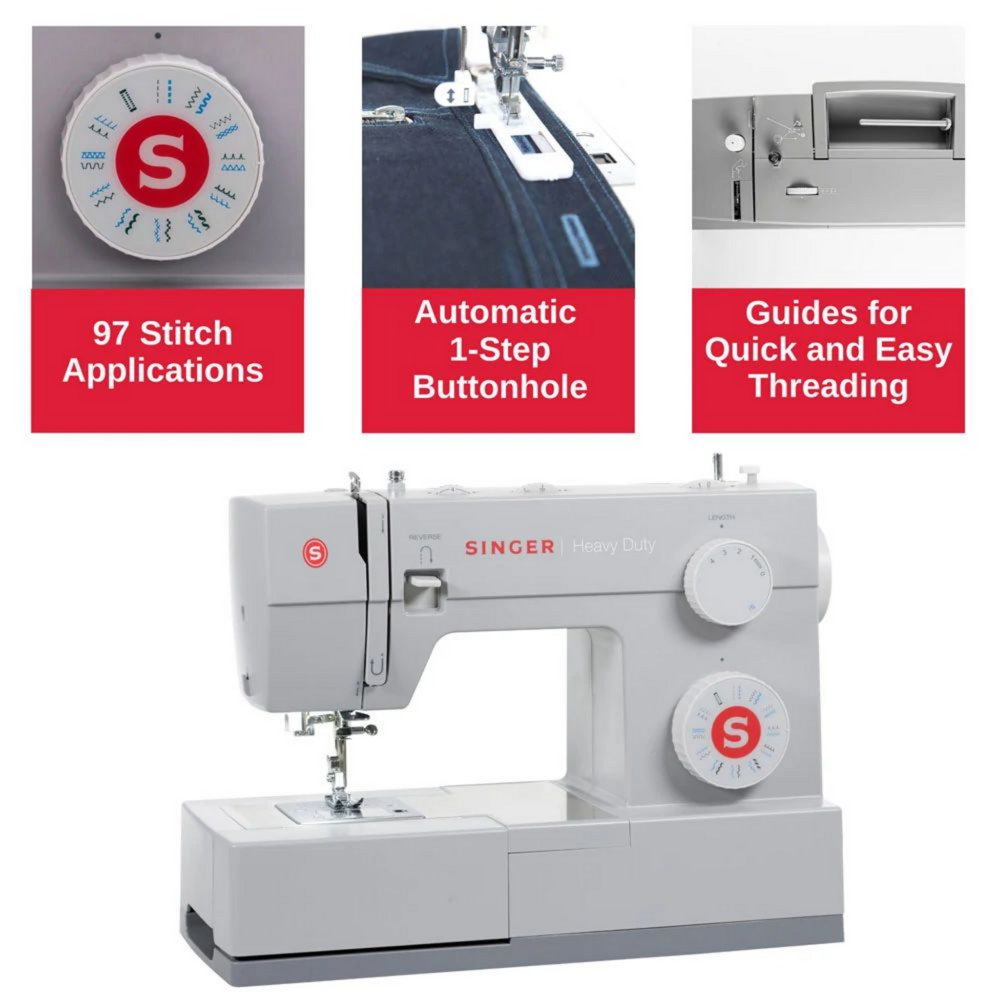 Singe heavy duty 4423 - Sewing achine - Grey - Side view
