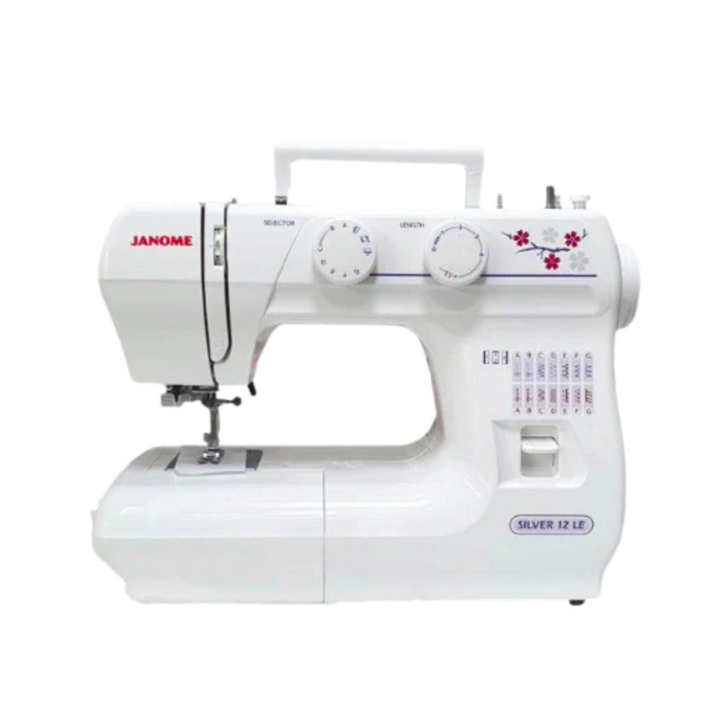 Janome silver 12LE - sewing machine - White - Front view