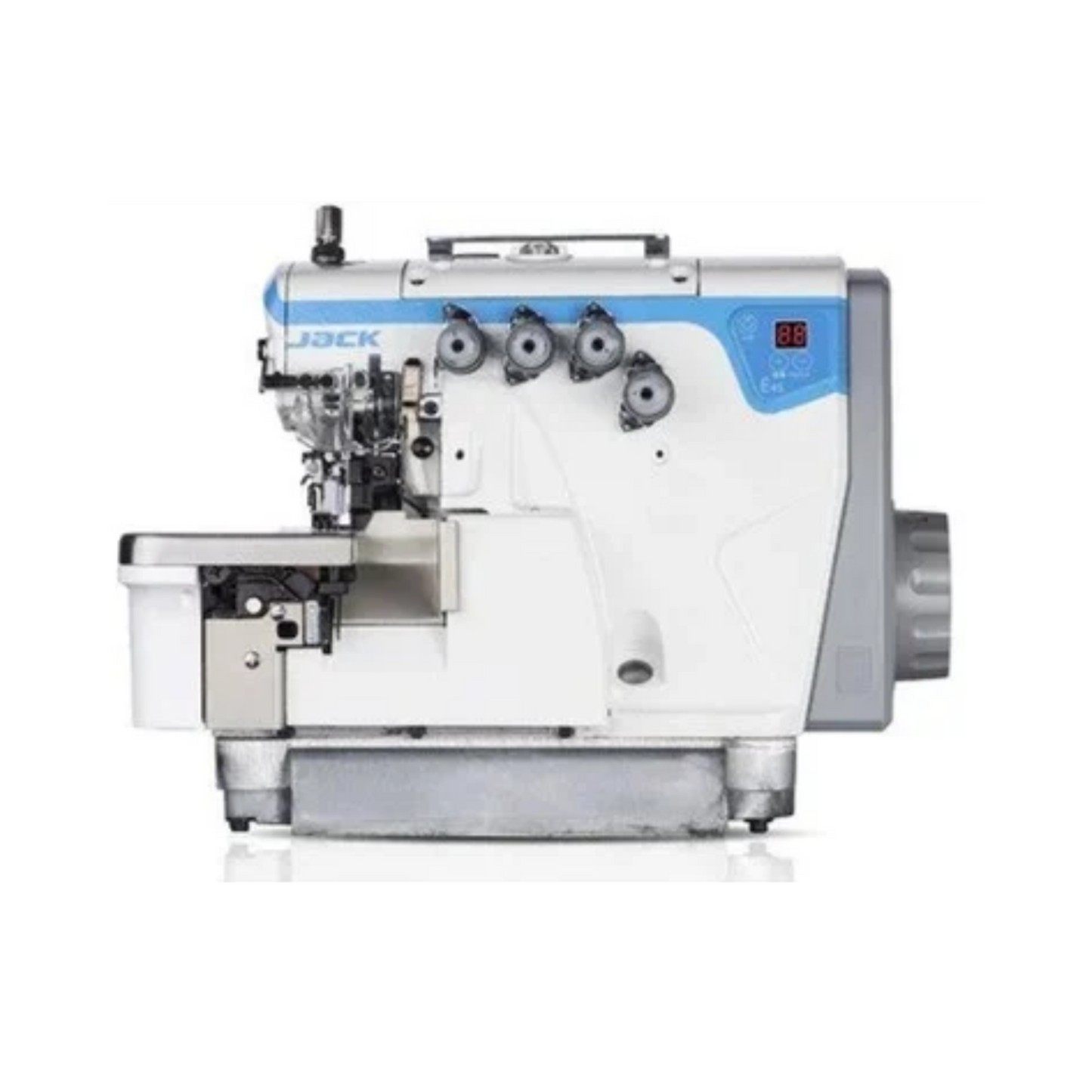 Jack E4S-4 direct drive overlock sewing machine (light and heavy adjustable) - White - Front view