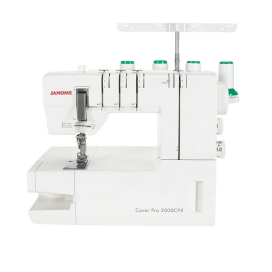 Janome coverpro 2000CPX coverstitch machine - White - Front view