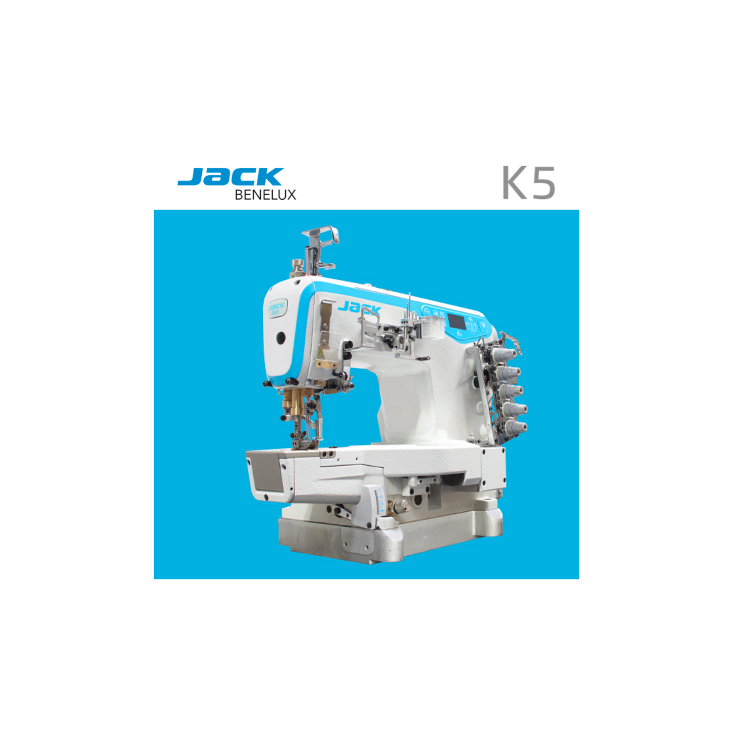Jack K5-UT-01GB-x356 fully automatic cylinder arm coverstitch machine - Sewing machine - White - Side view