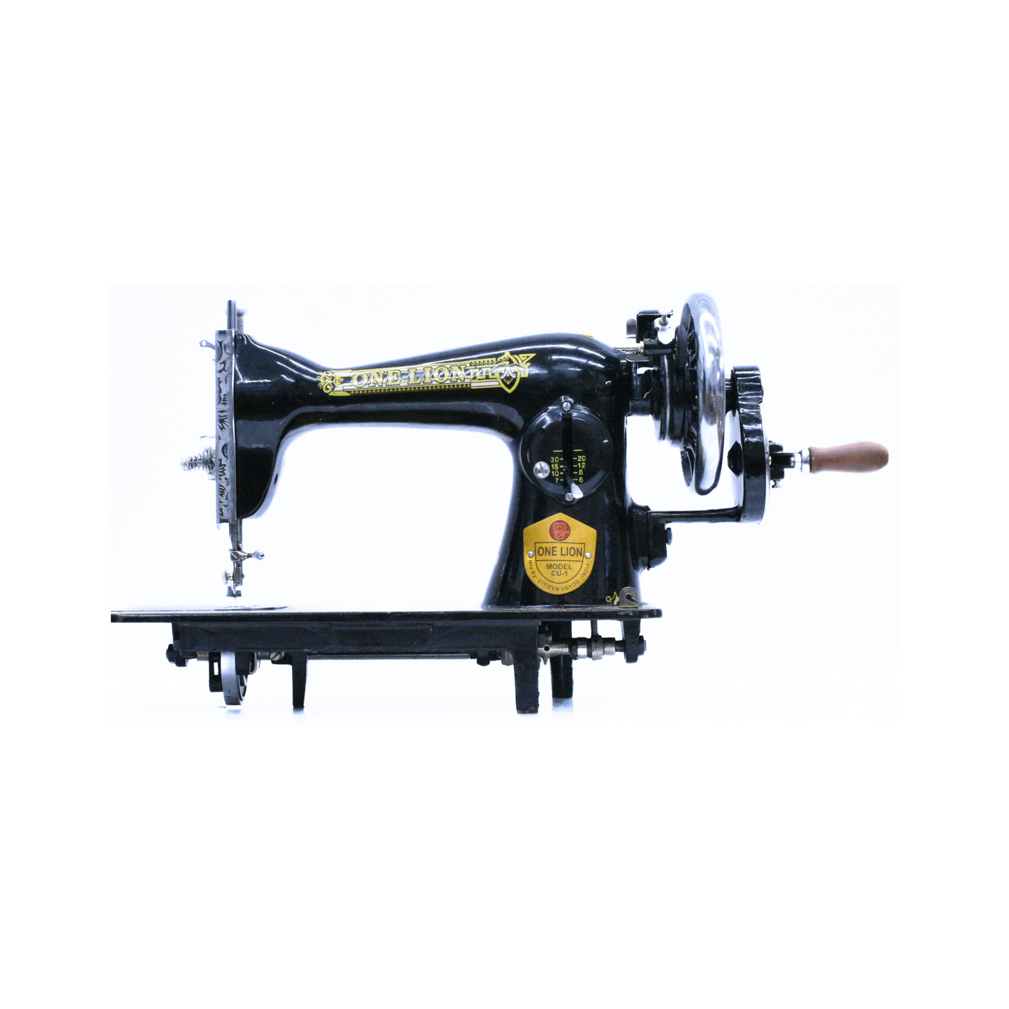 One lion - Vintage sewing machine - Black - Front view