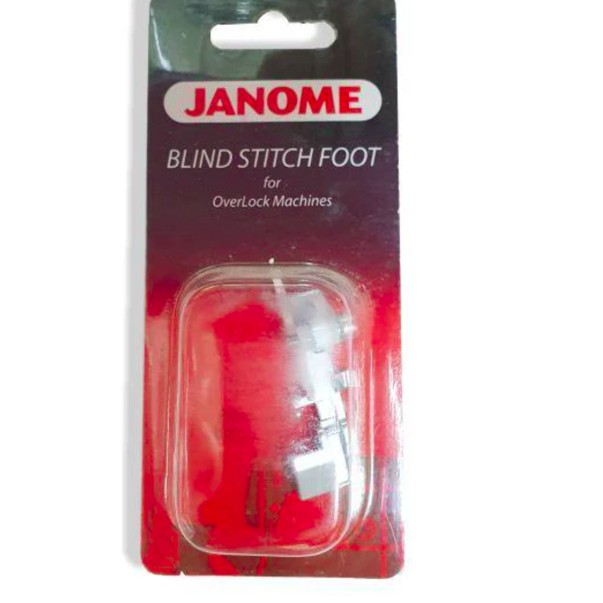 Janome - Blind stitch foot for overlock machines - Sewing accessory - Silver - Front view