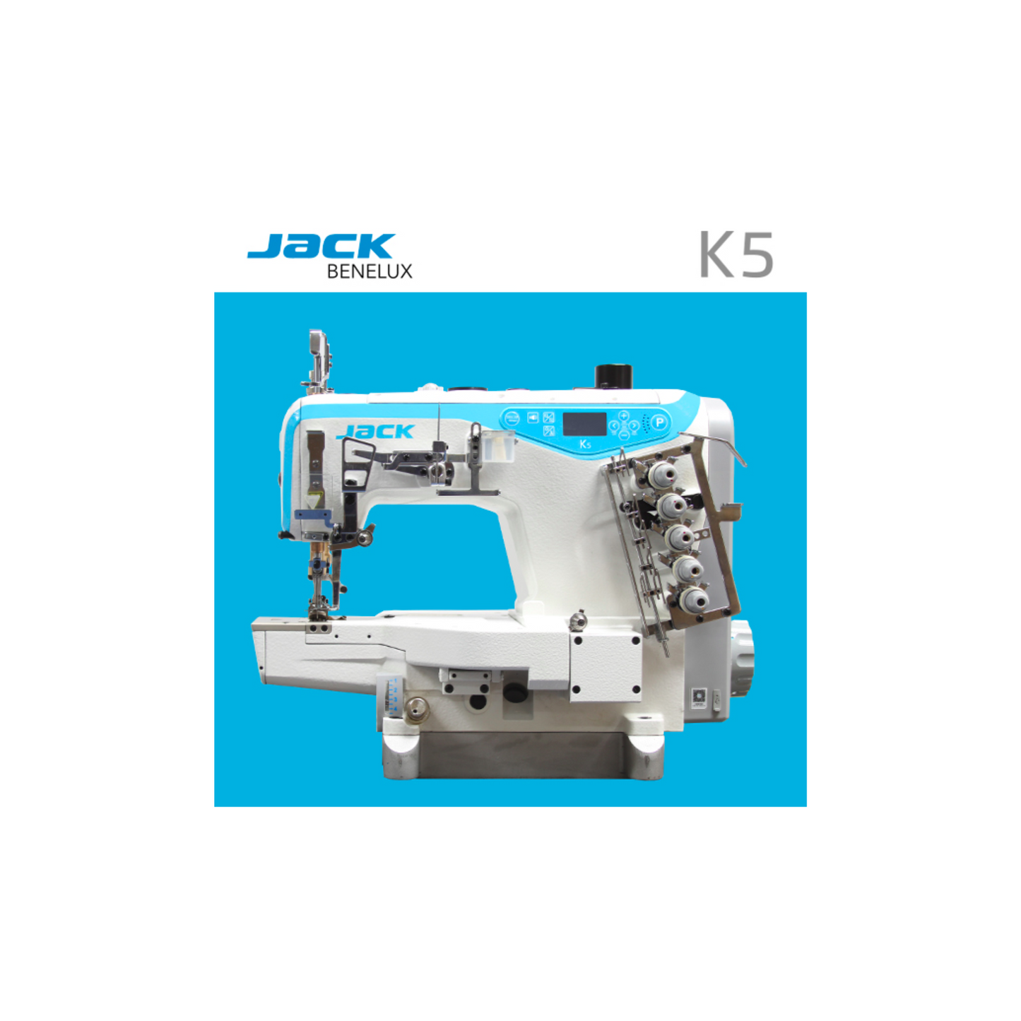 Jack K5-UT-01GB-x356 fully automatic cylinder arm coverstitch machine - Sewing machine - White - Front view