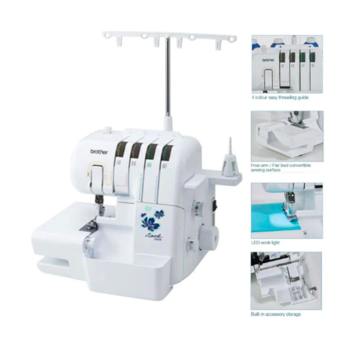 Brother 2504D - Overlock machine - White - Side view