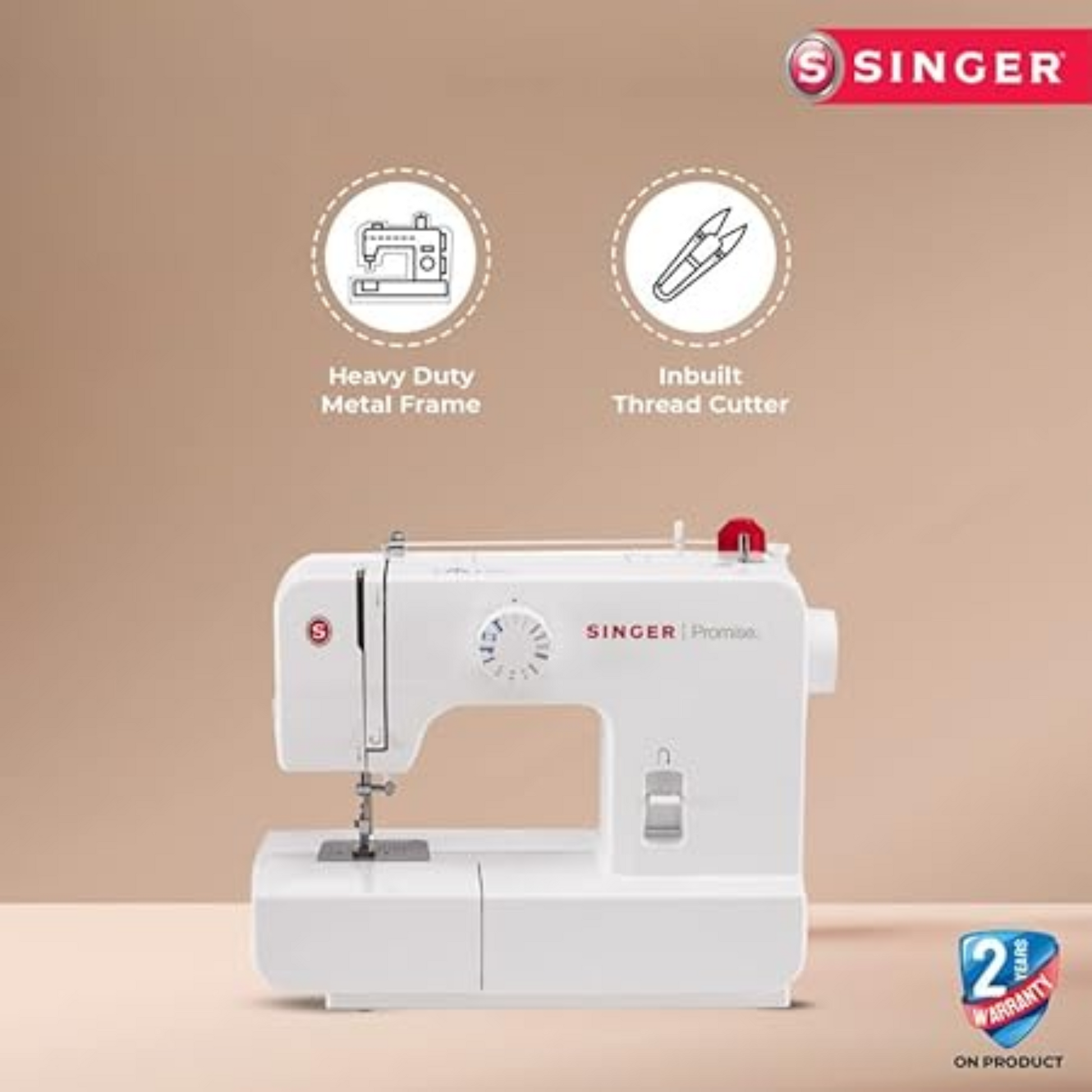 Singer promise 1408 automatic zig-zag electric metal frame  - Sewing machine - White - Front view