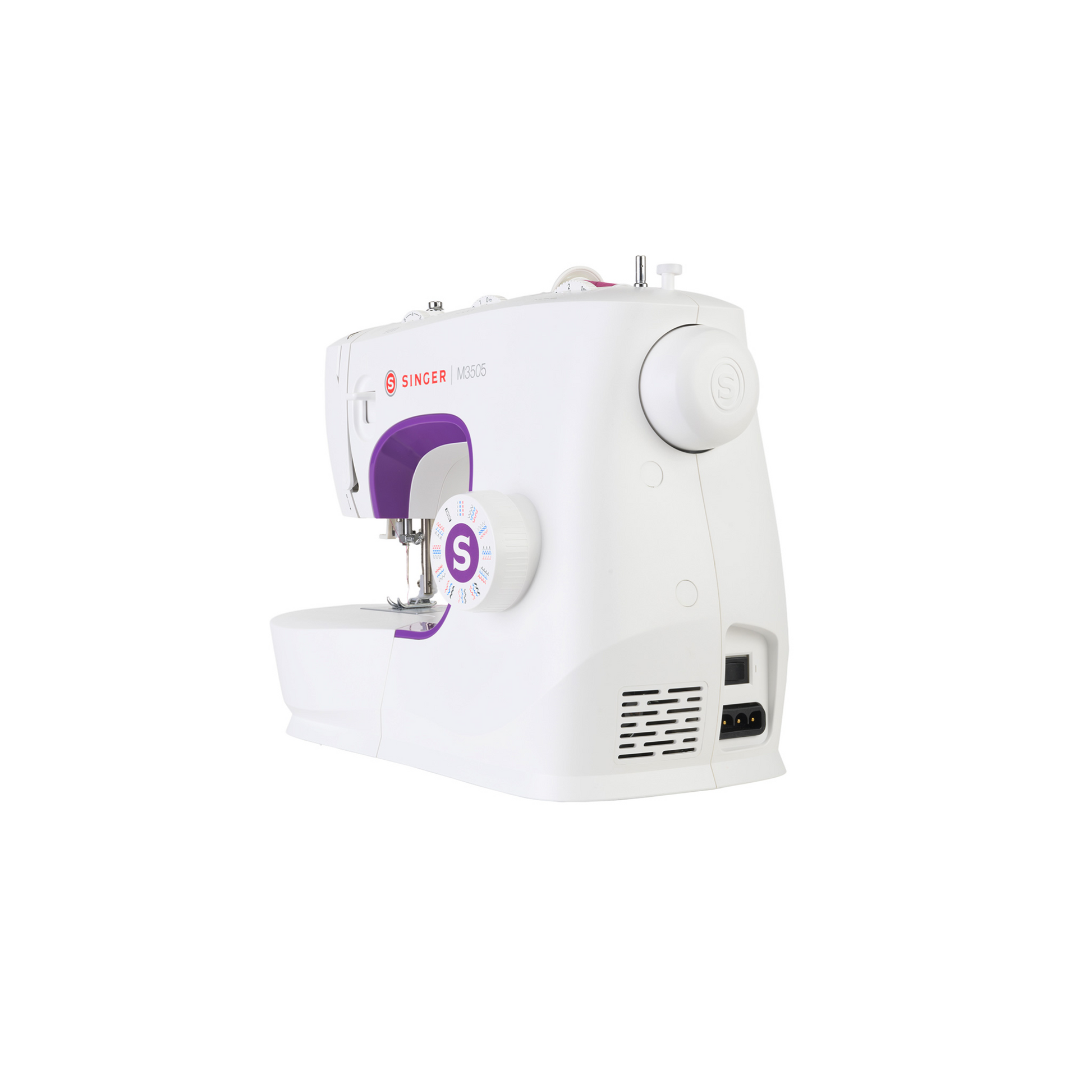 Singer M3505 - Sewing maxhine - White - Violet - Side view