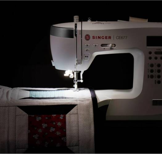 SINGER CE677 Electric Sewing Machine Heavy-Duty Metal Frame, White, Portable & User-Friendly, LCD Screen Displays Stitch Number, Settings, Presser Foot, 6.3" sewing space | CE677 - NEW AL AFRAH
