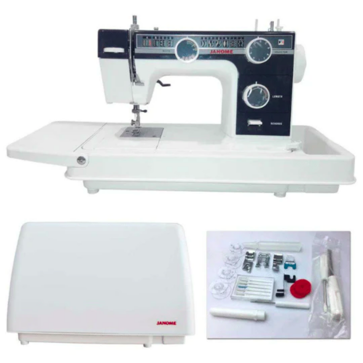 Janome 393PD - Sewing machine - Black - White -Complete view