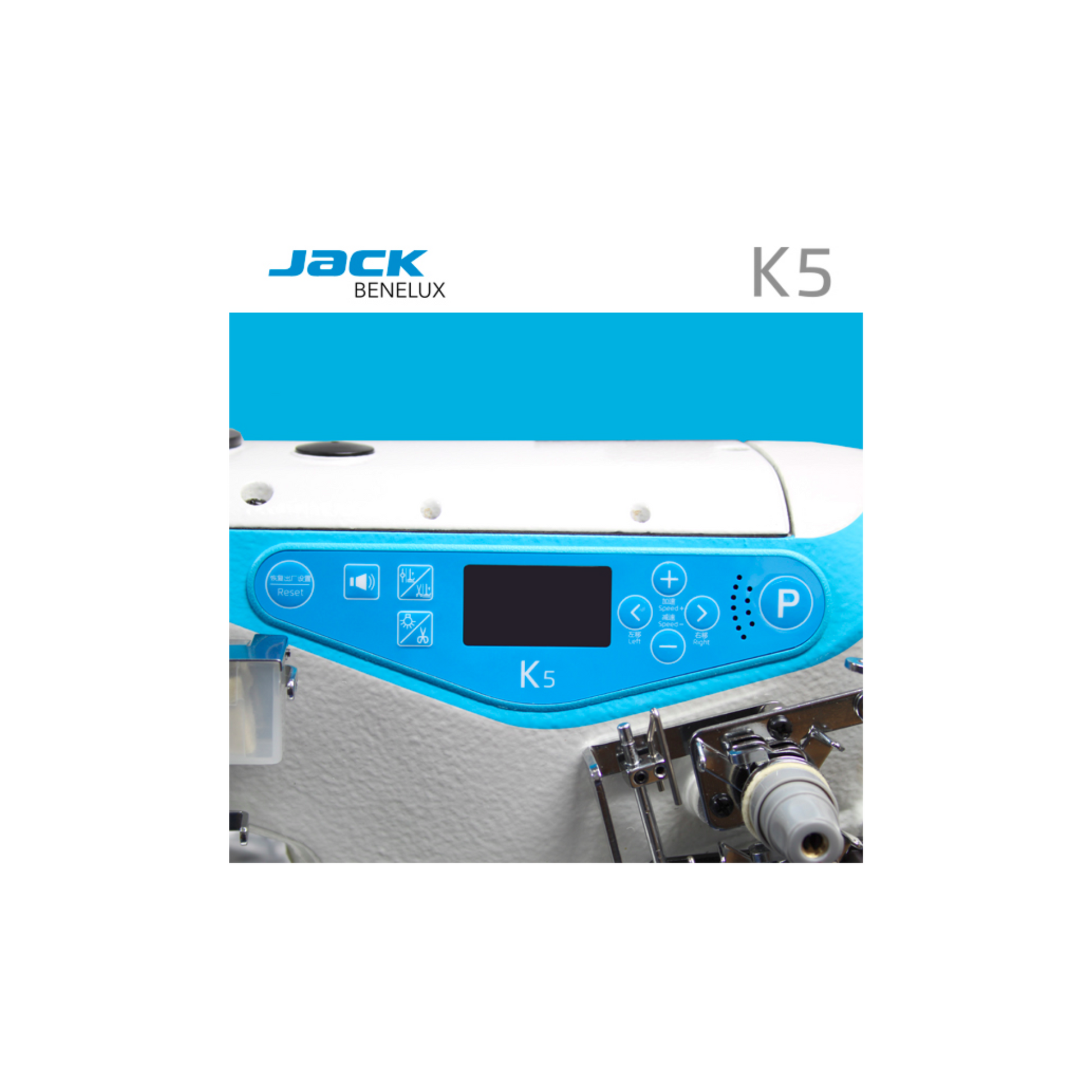 Jack K5-UT-01GB-x356 fully automatic cylinder arm coverstitch machine - Sewing machine - White - Close view
