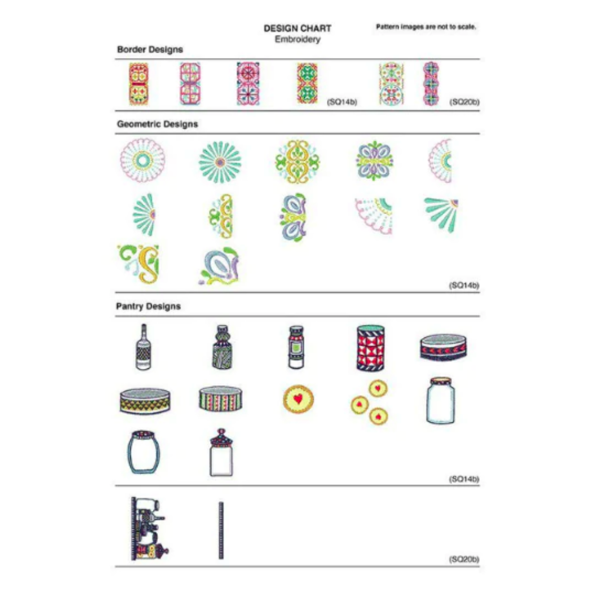 Janome MC450E embroidery machine - Sewing machine - White - Design chart
