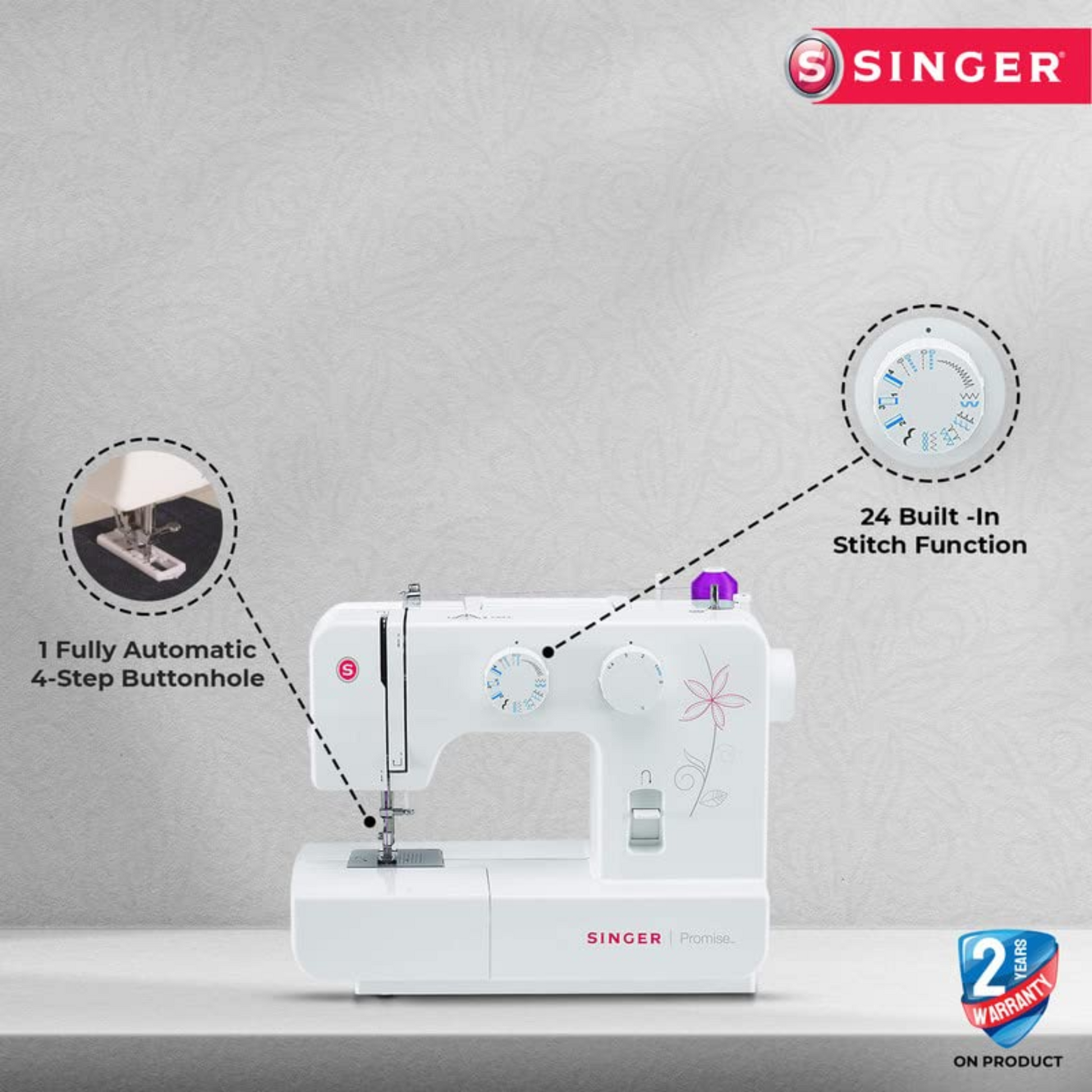 Singer promise 1412 - Sewing machine - White - Front view