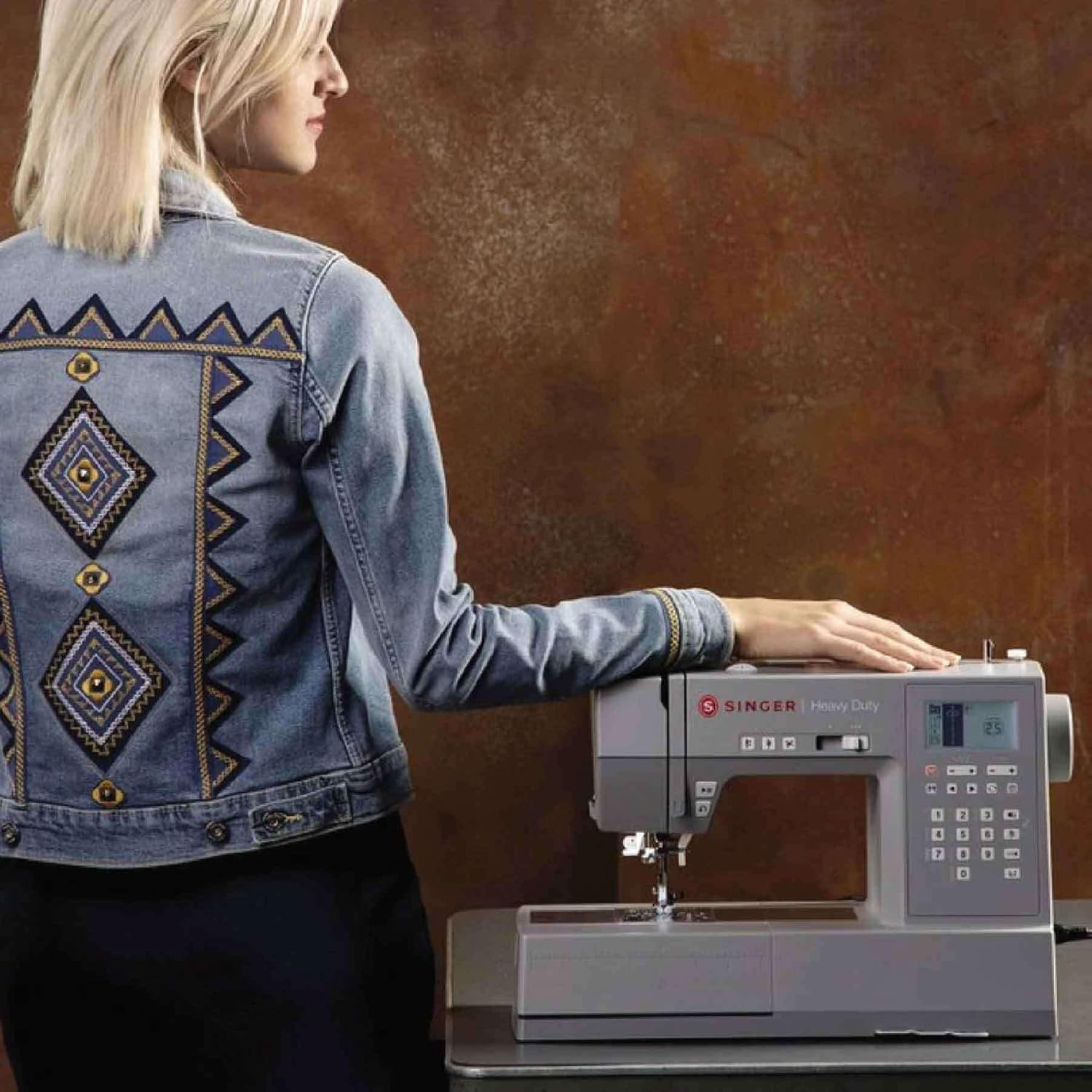 Singer SGM-HD6805C Heavy Duty Digital Sewing Machine, 300 Stitches, 568 Applications, Adjustable Stitch Length And Width, LCD Screen, LED Light, Free Arm, Needle Threader, and Lettering | SGM-HD6805C - NEW AL AFRAH