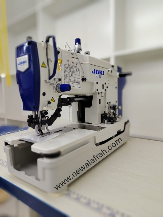 JAKI JR781D BUTTON HOLE MACHINE COMPLETE SET WITH DIRECT DRIVE MOTOR AND TABLE STAND - NEW AL AFRAH