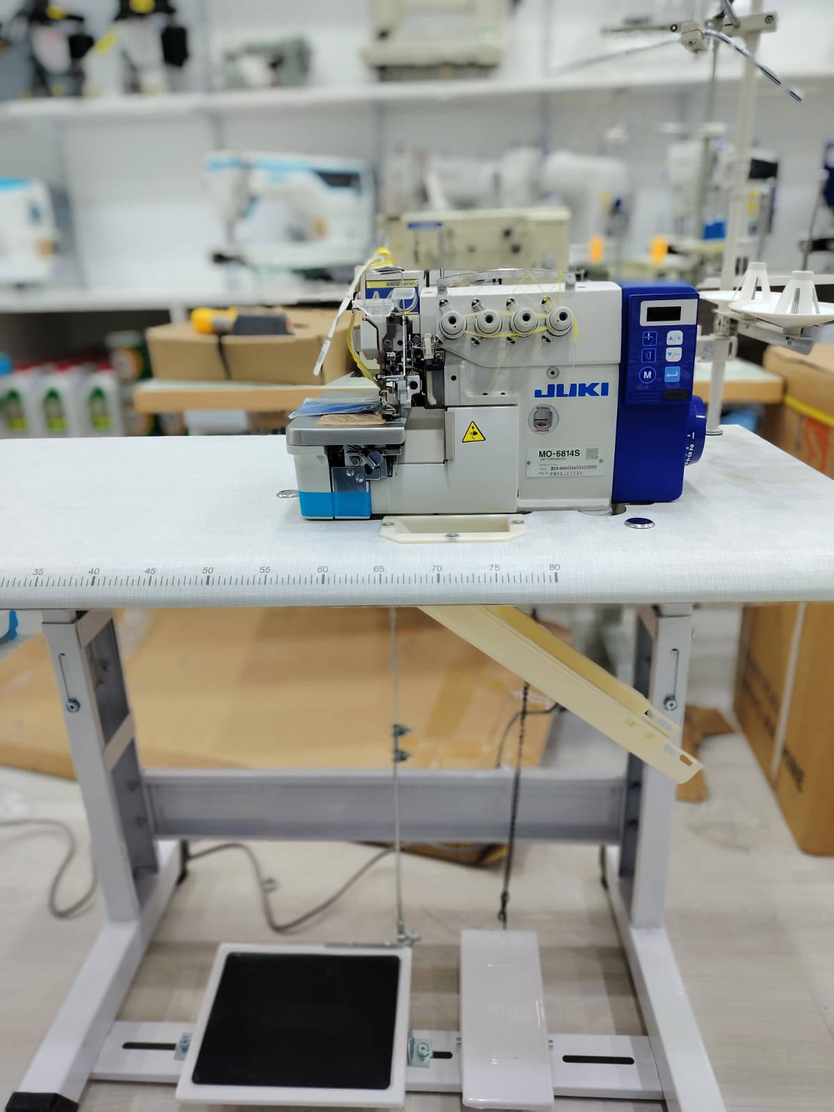Juki MO-6814s  High-Speed, 2 Needle, 4 Thread Direct Drive Over Lock Sewing Machine Complete Set