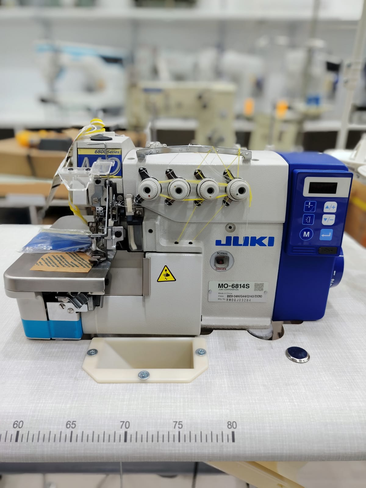 Juki MO-6814s  High-Speed, 2 Needle, 4 Thread Direct Drive Over Lock Sewing Machine Complete Set