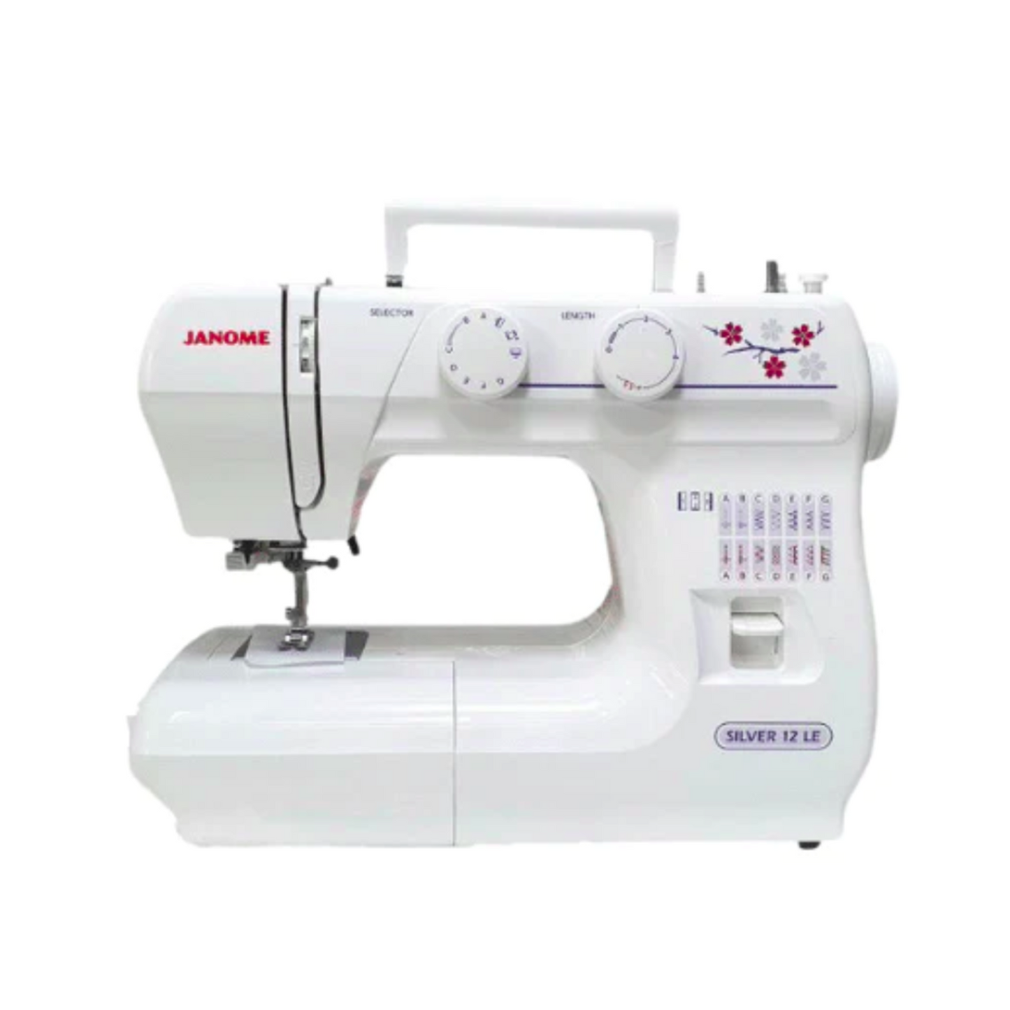 Janome silver 12LE  - sewing machine - White - Front view