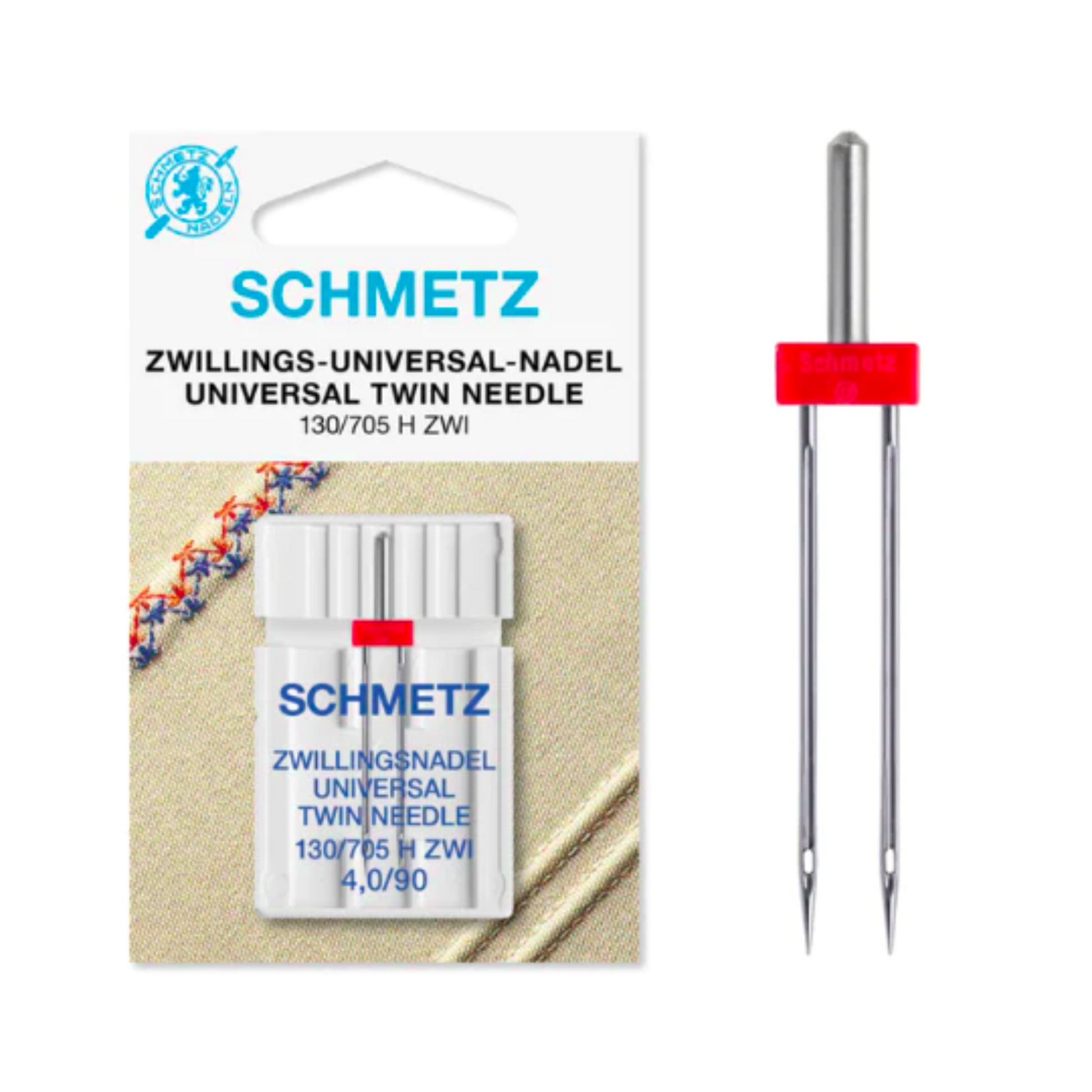 Schmetz - Universal twin needle - Sewing needle - Silver - Front view
