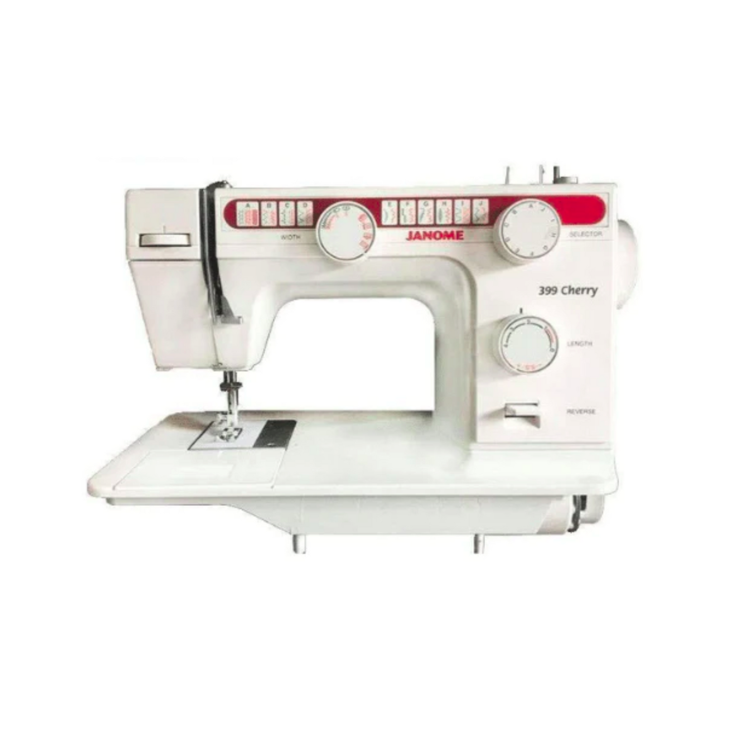 Janome 399 cherry - Sewing machine - White - Front view