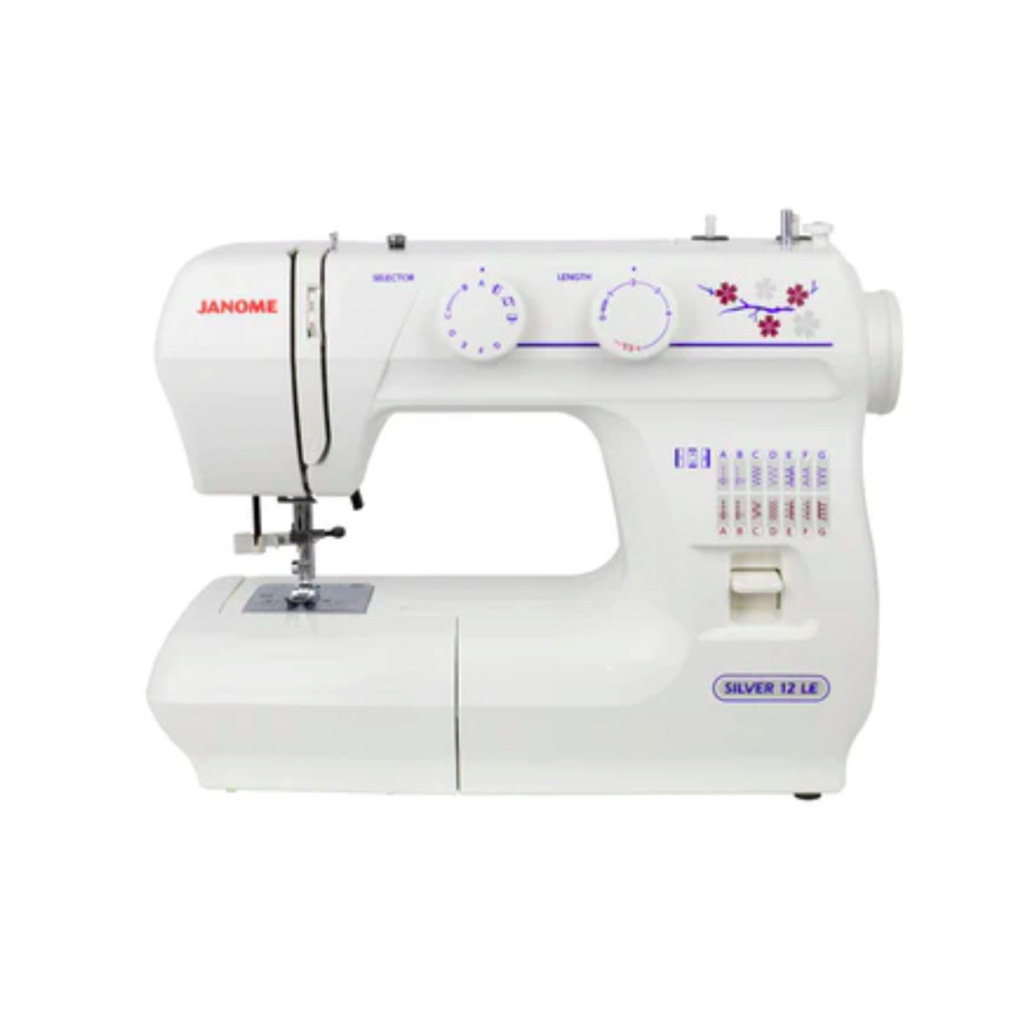 Janome silver 12 - Sewing machine - white - Front view