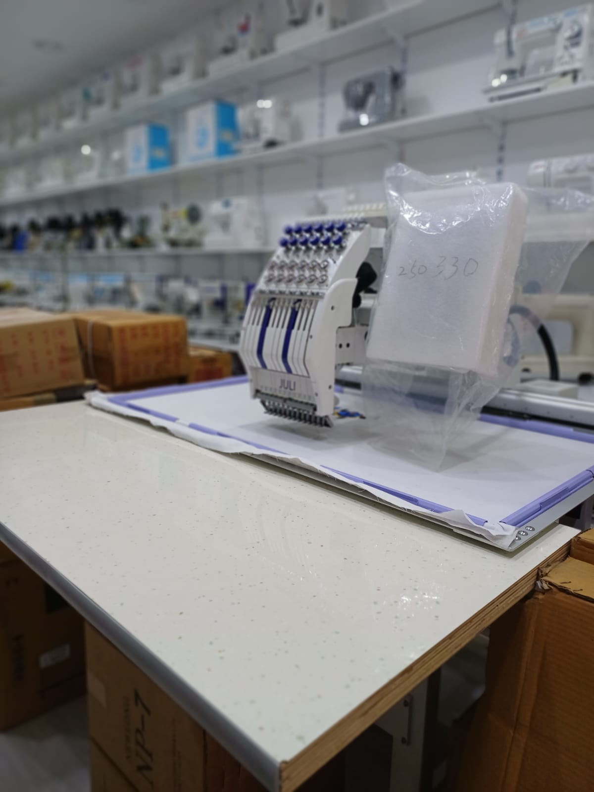 Juli 1201 - 12 needle, 12 thread , Single Head Embroidery Machine with Movable Stand