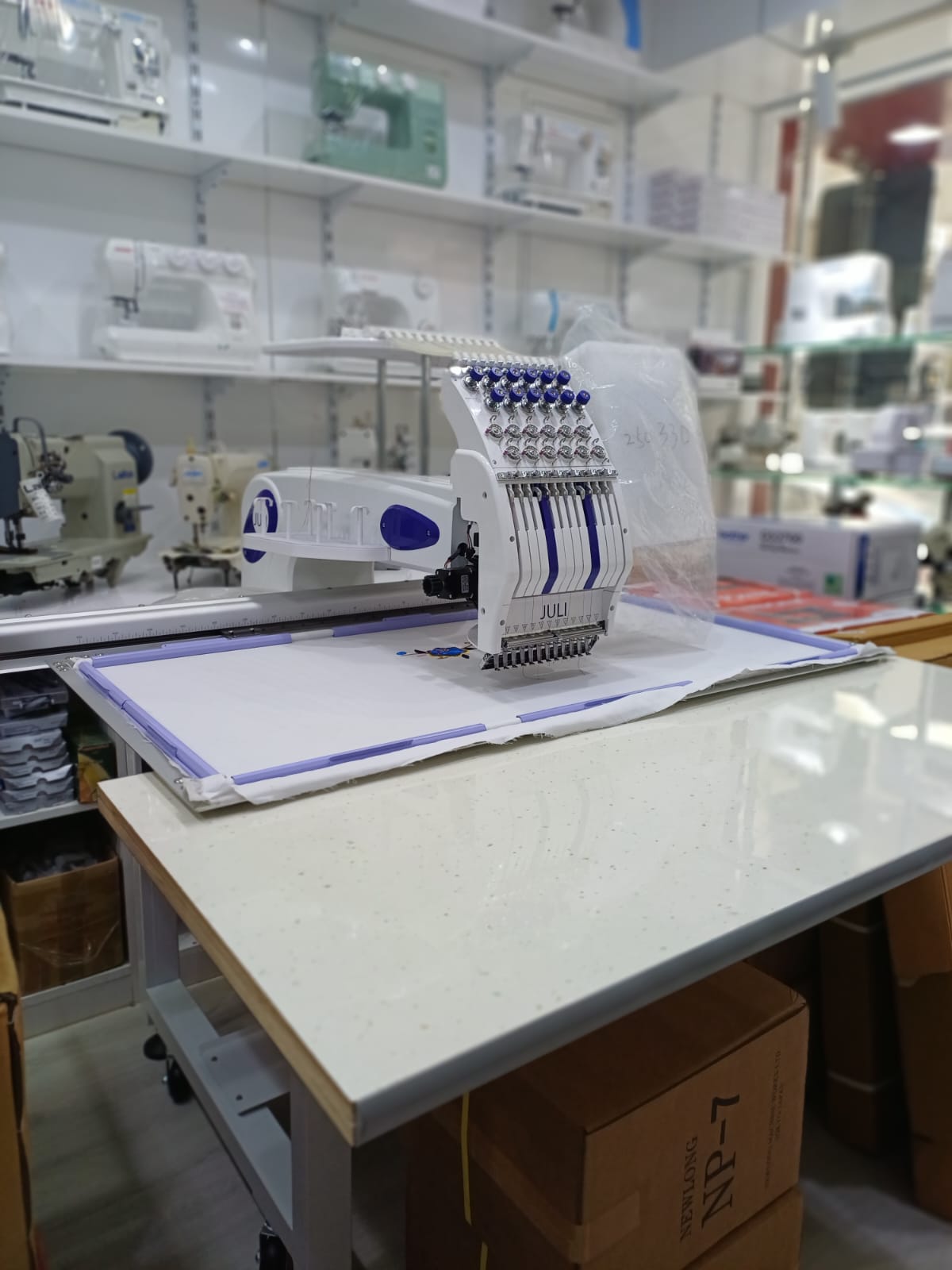 Juli 1201 - 12 needle, 12 thread , Single Head Embroidery Machine with Movable Stand