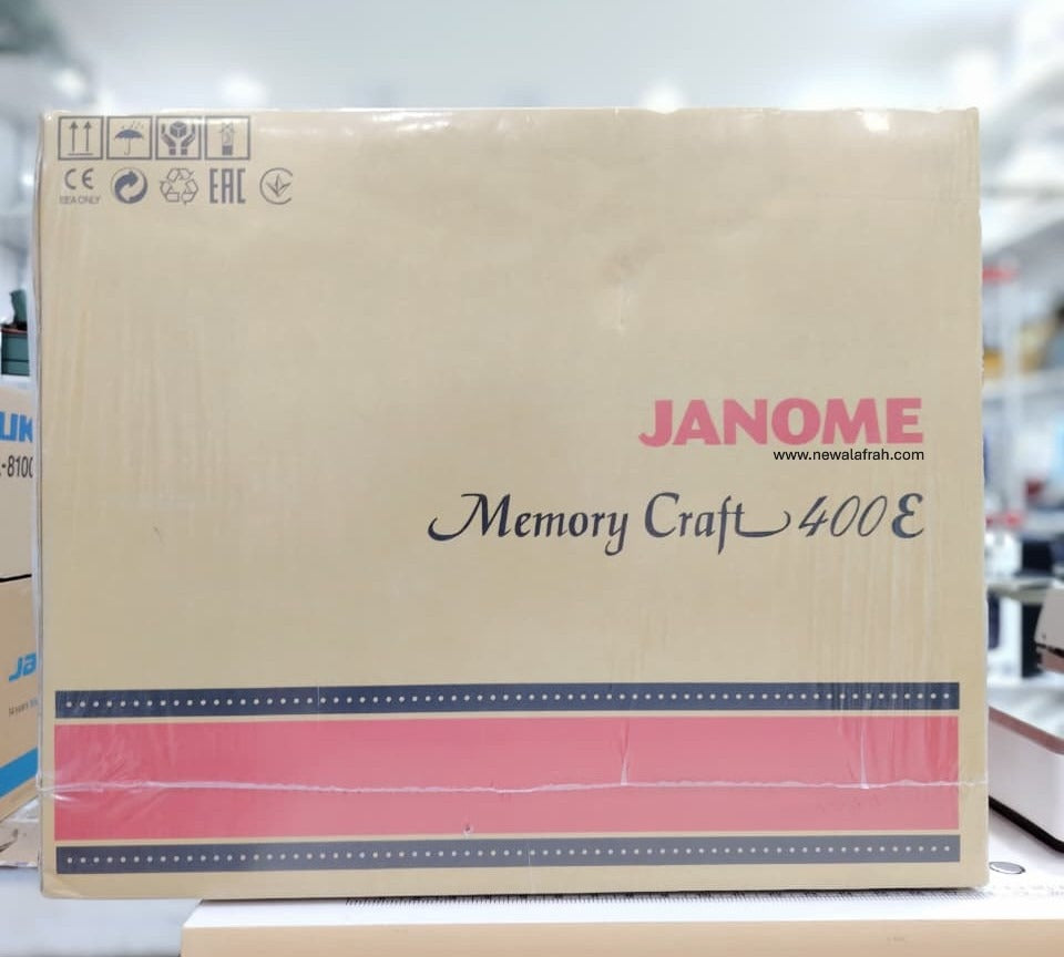 Janome Memory Craft 400E Embroidery Machine, 160 High Quality Janome Built In Designs, 6 fonts for monogramming, 2 and 3 letter monogram built in, White | 400E - NEW AL AFRAH