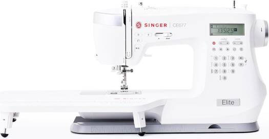 SINGER CE677 Electric Sewing Machine Heavy-Duty Metal Frame, White, Portable & User-Friendly, LCD Screen Displays Stitch Number, Settings, Presser Foot, 6.3" sewing space | CE677 - NEW AL AFRAH
