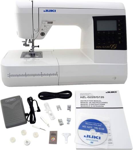 JUKI HZL-G120, Full sized Computer-controlled Sewing Machine With Bright LCD Display, 900 Stitches Per Minute, Box Feed Technology, Wide Sewing Space, LED Light, Automatic Needle Threader | HZL-G120 - NEW AL AFRAH