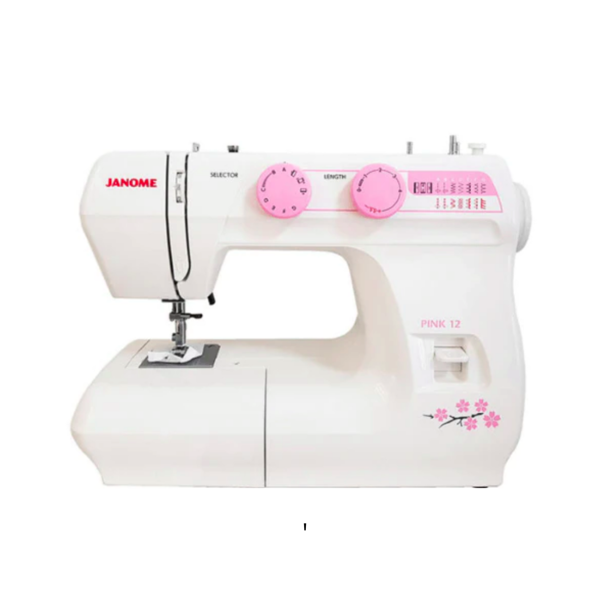 Janome pink 12 - Sewing machine - White - Front view