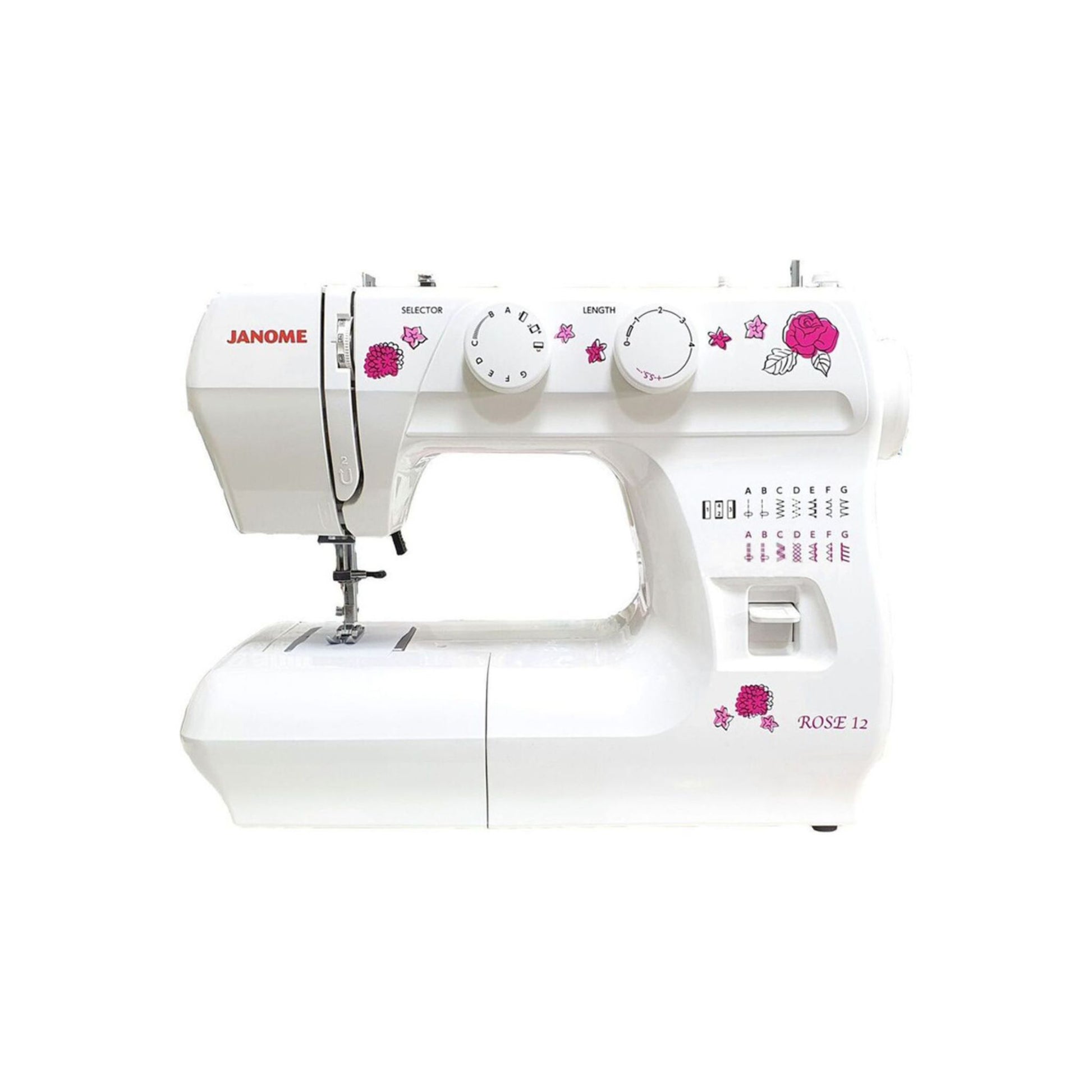 Janome rose 12LE portable -Sewing machine - White - Front view